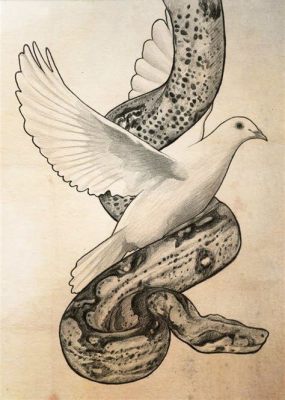  The Serpent and the Dove -  Symboliikkaa ja mytologiaa vahvasti esiin tuovassa taidokkaassa öljymaalauksessa